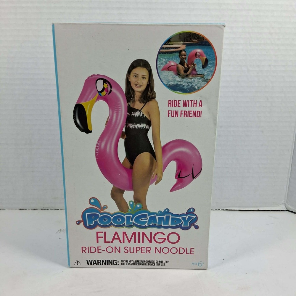 PoolCandy Flamingo Ride-On Super Noodle Inflatable Pink Pool Float PCA1742FLM